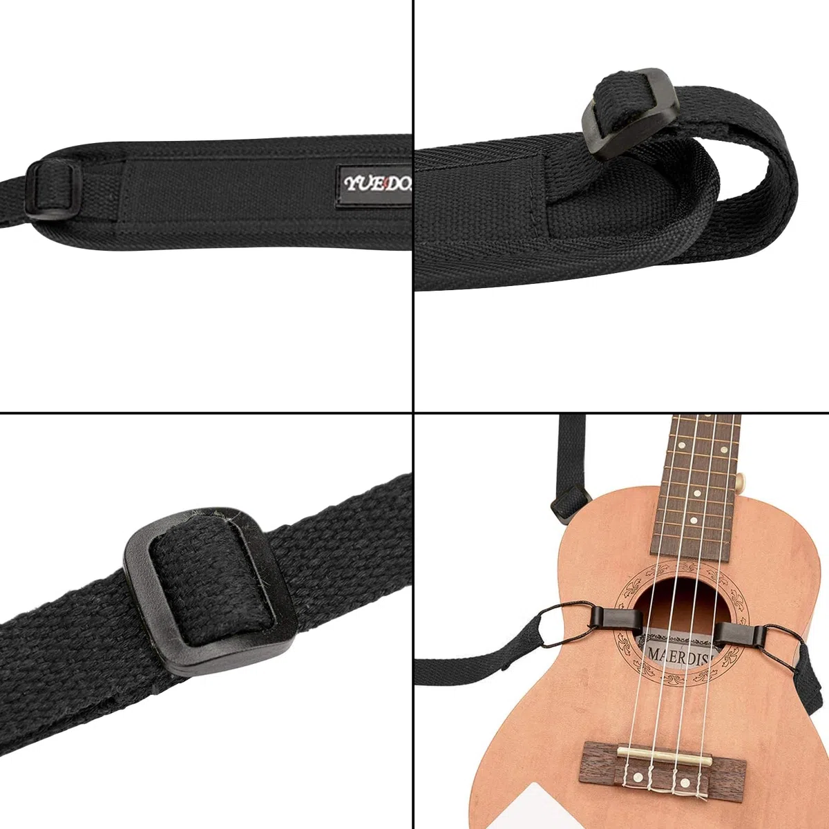 OhMill Cinghia per Ukulele in Cotone Antiscivolo e Regolabile Con Gancio - Accessori per Chitarra e Strumenti Generali
