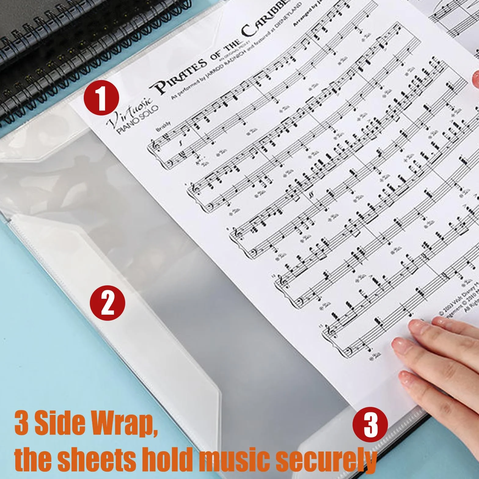 Cartella per spartiti musicali A4, porta spartiti per consentire annotazioni, elimina i riflessi, 60 pagine a spirale per spartiti musicali, colore: verde