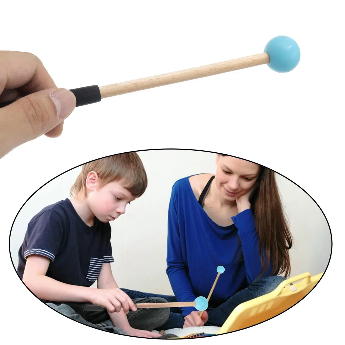 1 Paio Di Bacchette Per Percussioni In Legno, Bacchette Per Musica Per Tastiera E Tamburo Per Lingua, Mazzuolo Per Percussione In Gomma E Acero, Bacchetta Per Tamburo (Blue)