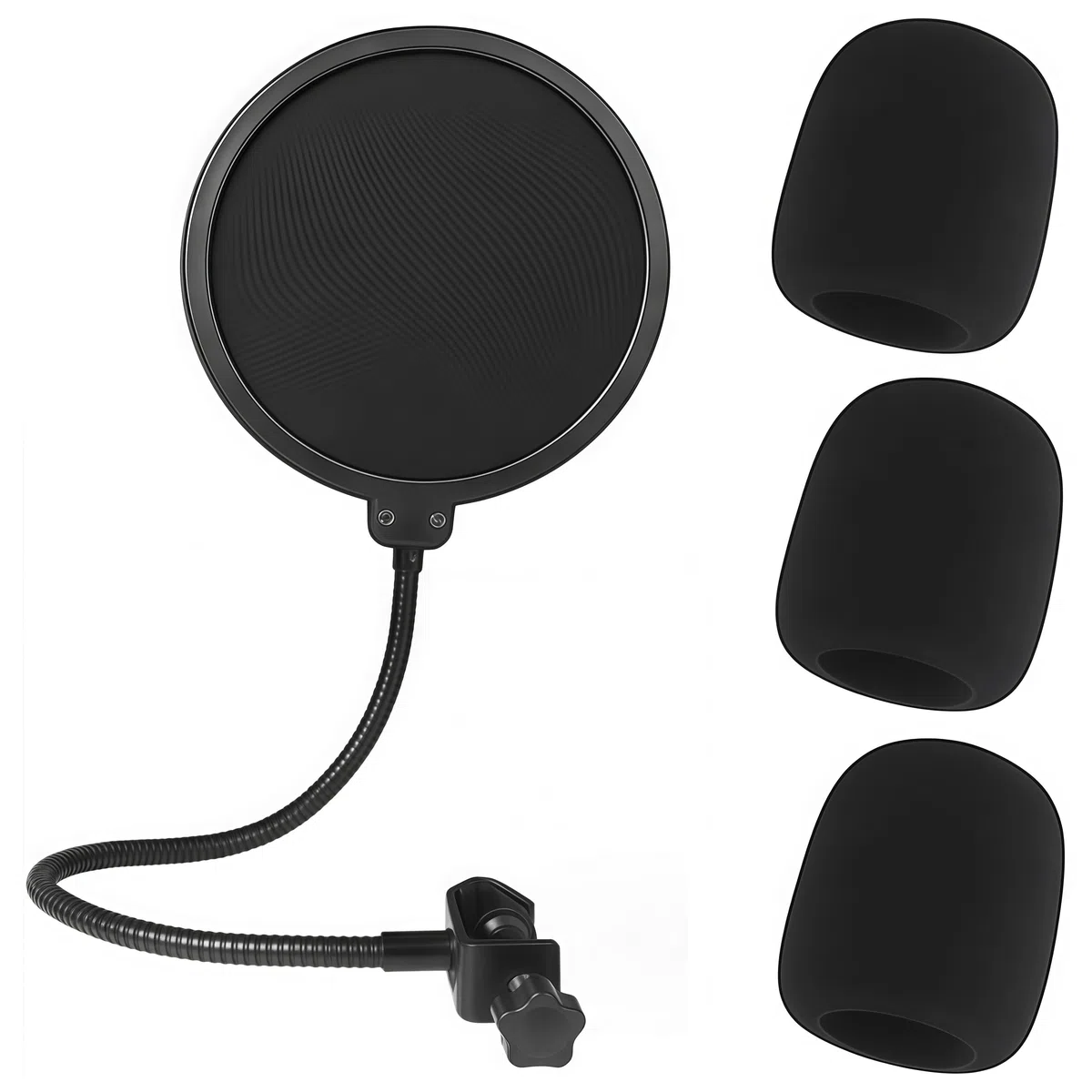 Filtro Antipop Microfono, Microfono Filtro Anti Pop, Con 3 Spugna Microfono Antivento,con un Braccio Stabilizzatore a Clip a Collo D'oca Flessibile a 360° per la Maggior Parte dei Microfoni Loopunk