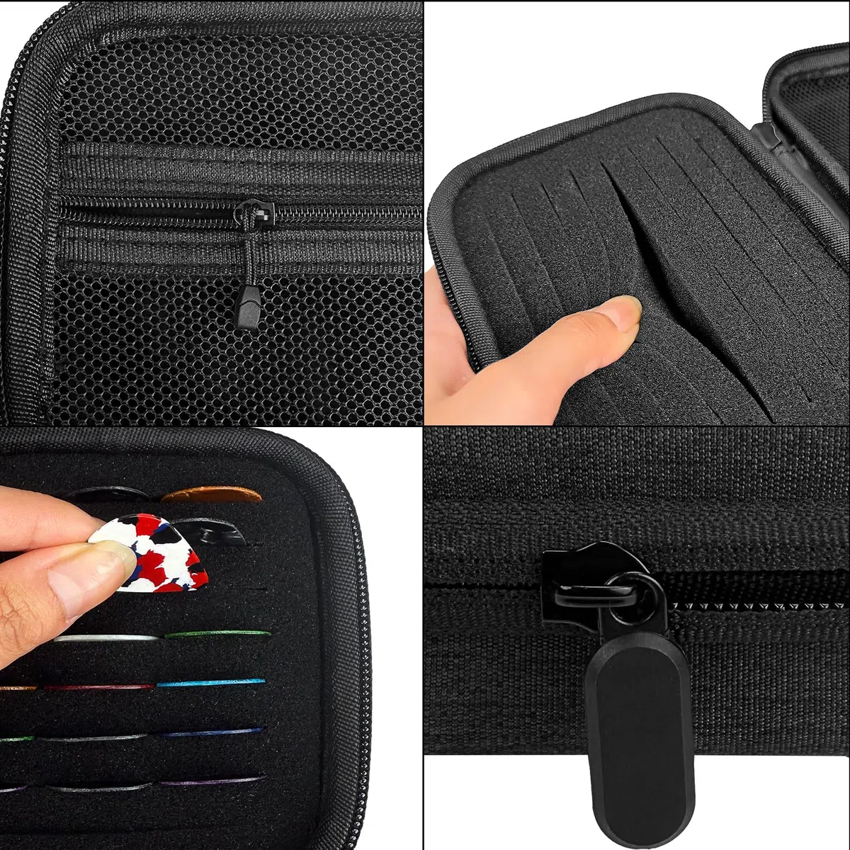 Musiin La custodia per plettro è compatibile con accessori per chitarra Fender Dunlop D'Addario, negozi per corde per chitarra e scatole di varie dimensioni (grigio scuro)