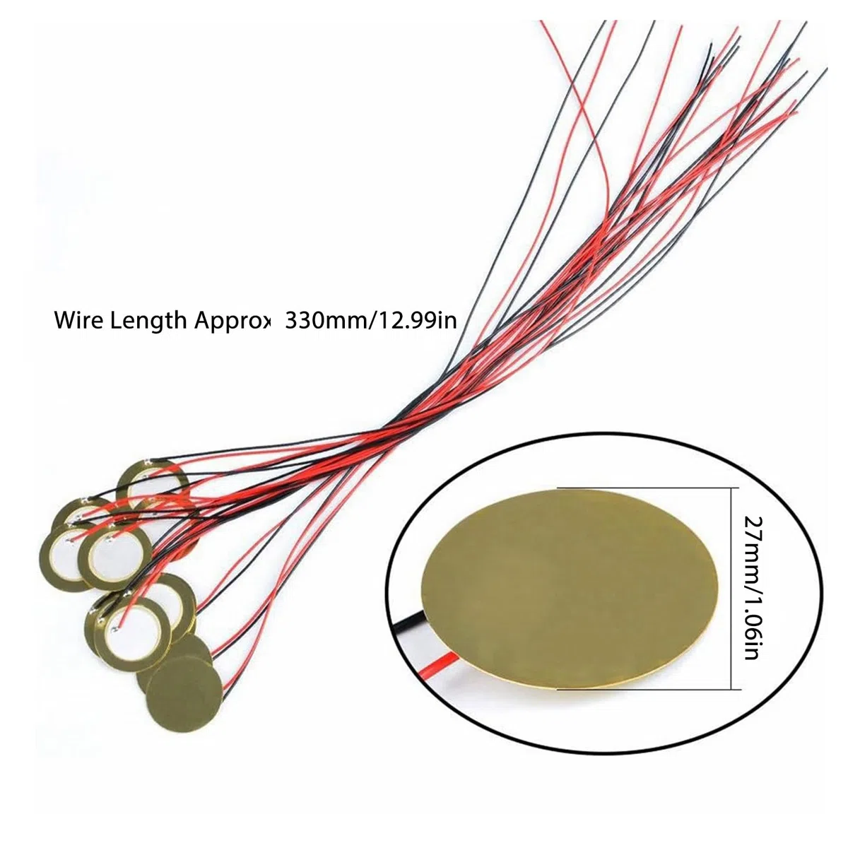 Basso Rumore 20 Pezzi 35 Mm Precablati Elementi Piezoelettrici Cicalino Sensore Trigger Disco per Batteria, Tono Eccellente, Materiale in Ottone Eccellente, Ampia Applicazione