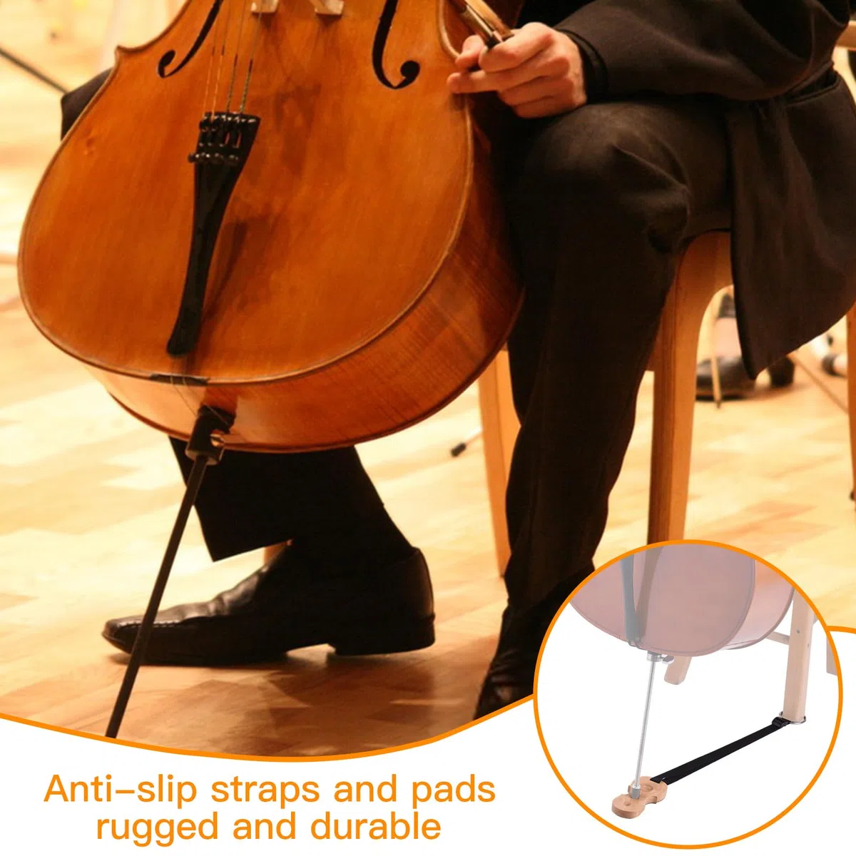 Picche de Violoncello Rest, picche pour violoncello Supporto Ancoraggio Antiscivolo Portatile, Legno Massello