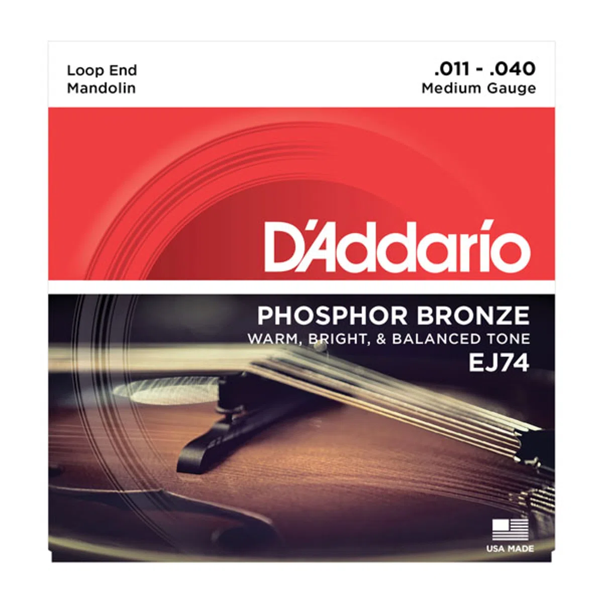 D'Addario Mandolin Strings J74 11-40 Phosphor Bronze Loop End - Corde