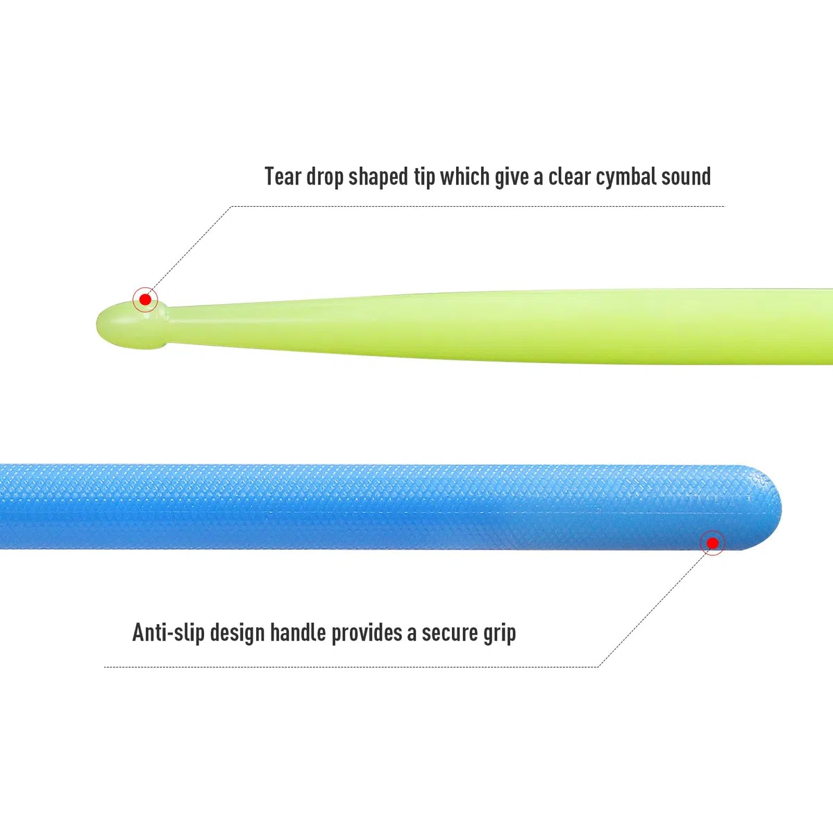 SONICAKE bacchetta per batteria 5A blu e verde 2 coppie