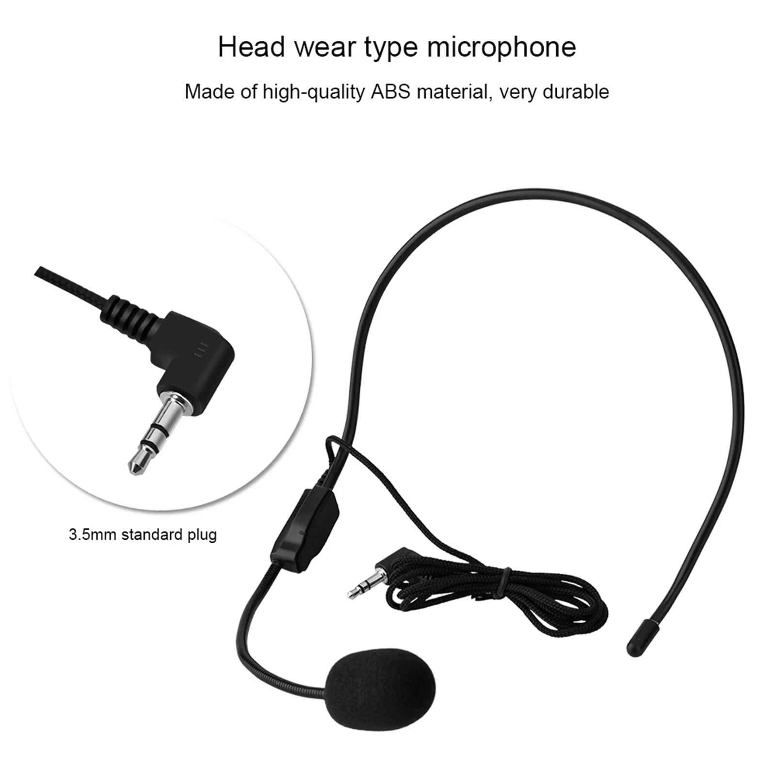 Microfono Montato Sulla Testa, Microfono Cablato da 3,5 mm Microfono a Condensatore, Braccio Flessibile a Filo, Altoparlante Amplificatore Vocale per Insegnanti, Allenatori