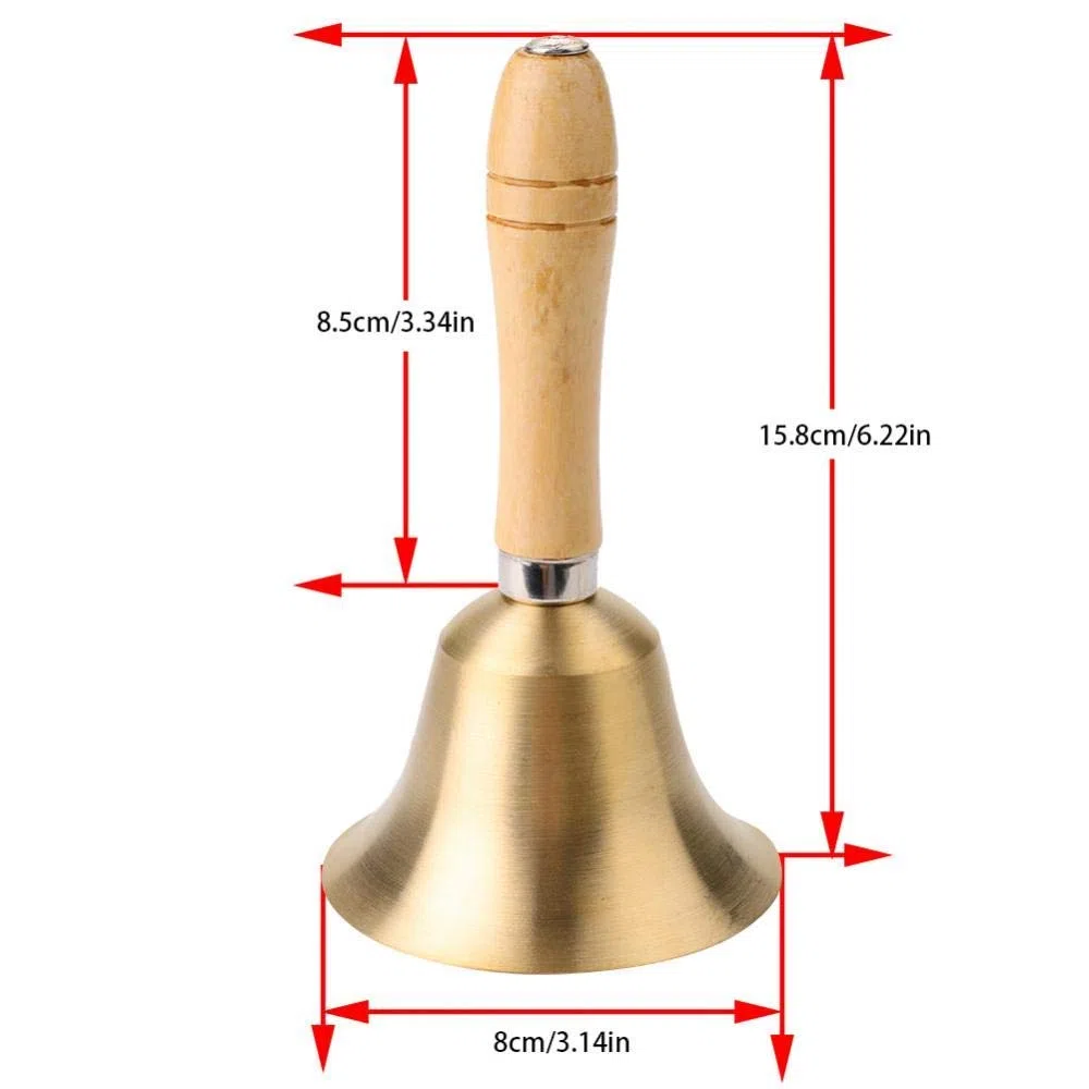 Campana a Mano Rumore Chiari, Manico Legno, Design Classico, Giocattolo per Bambini, per attività Creative e Musica