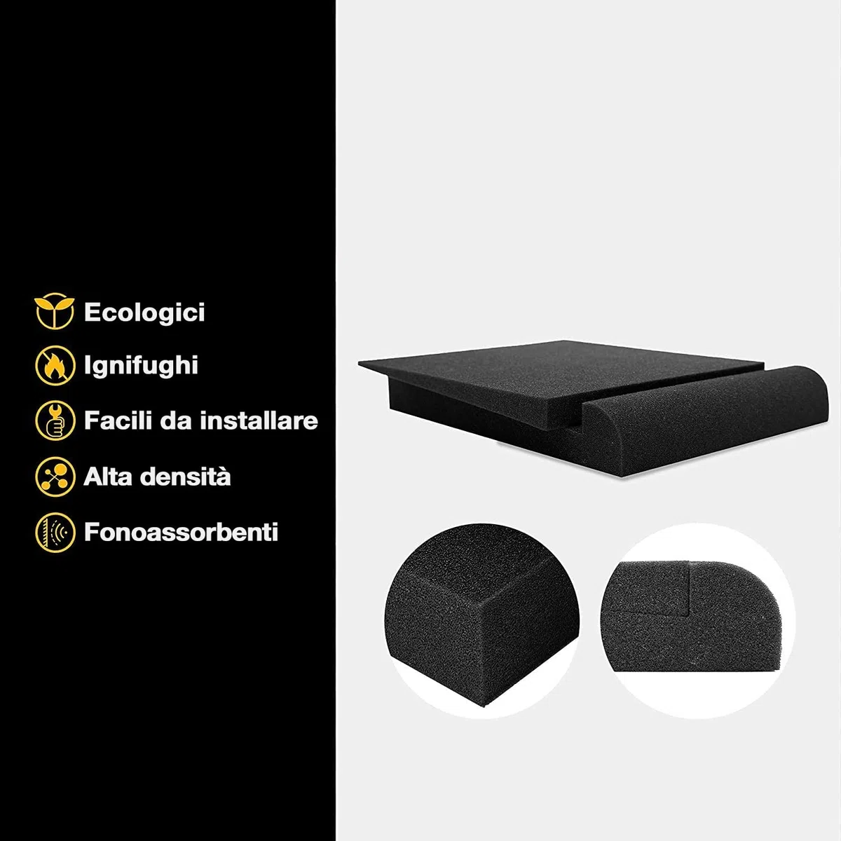 Sonic Acoustics Isolamento Acustico per Monitor da Studio, 2 Pezzi, Base Stabilizzante, 30,5 x 20,3 x 4,6 cm, Compatibile con Maggior Parte di Altoparlanti da 12,7 cm (5 Pollici), Nero