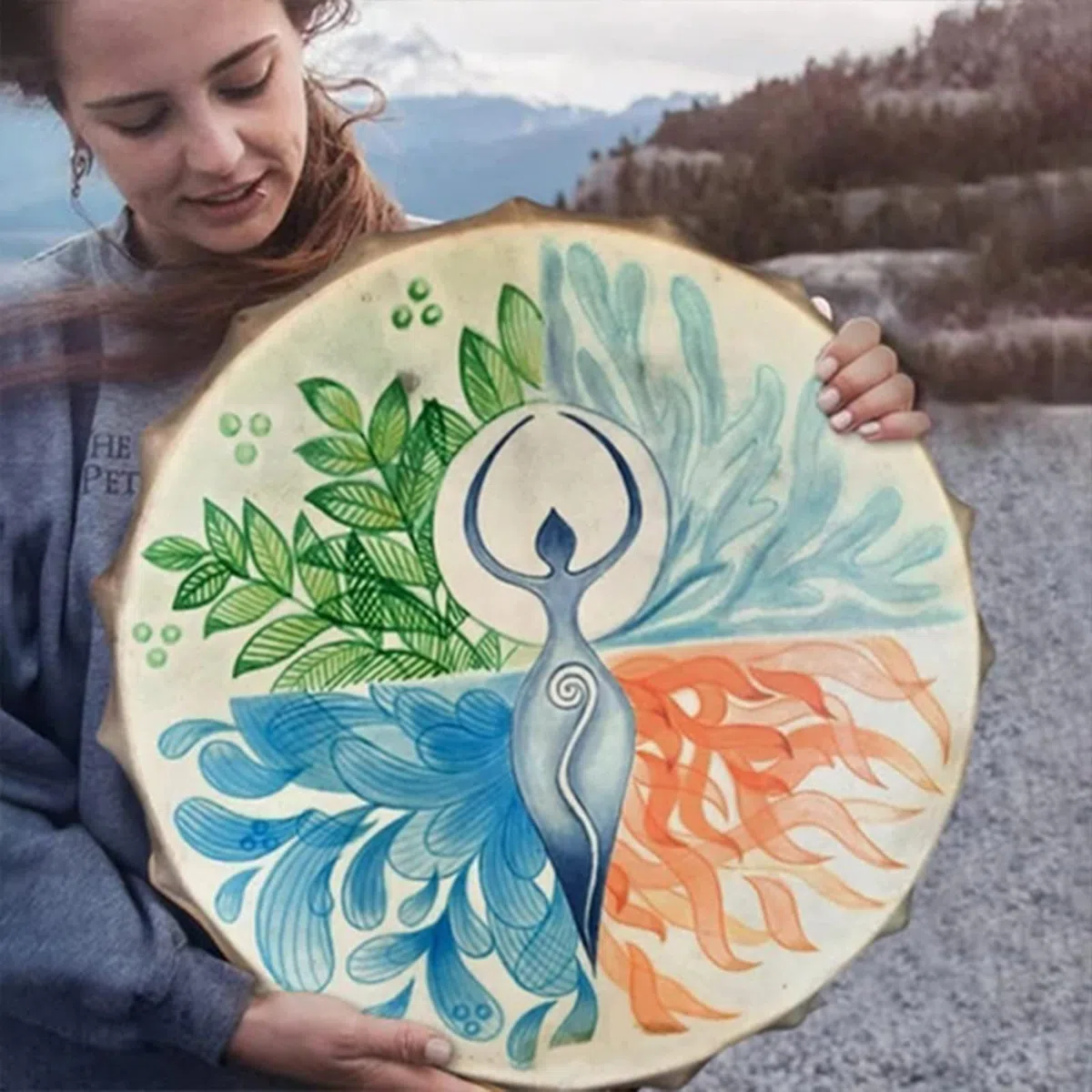 BestAlice Tamburo sciamanico, Tamburo a mano da 10 pollici con decorazione Albero della Vita, con bacchette, Suonatore di strumenti, Guaritore sonoro, Tamburo sciamanico, Regalo per gli amanti della