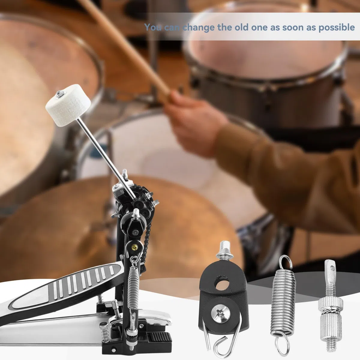Set di Molle per Pedali per Grancassa, Camma a Molla per Pedale di Ricambio per Grancassa per Parti del Kit di Tamburi Tenditore per Strumenti a Percussione