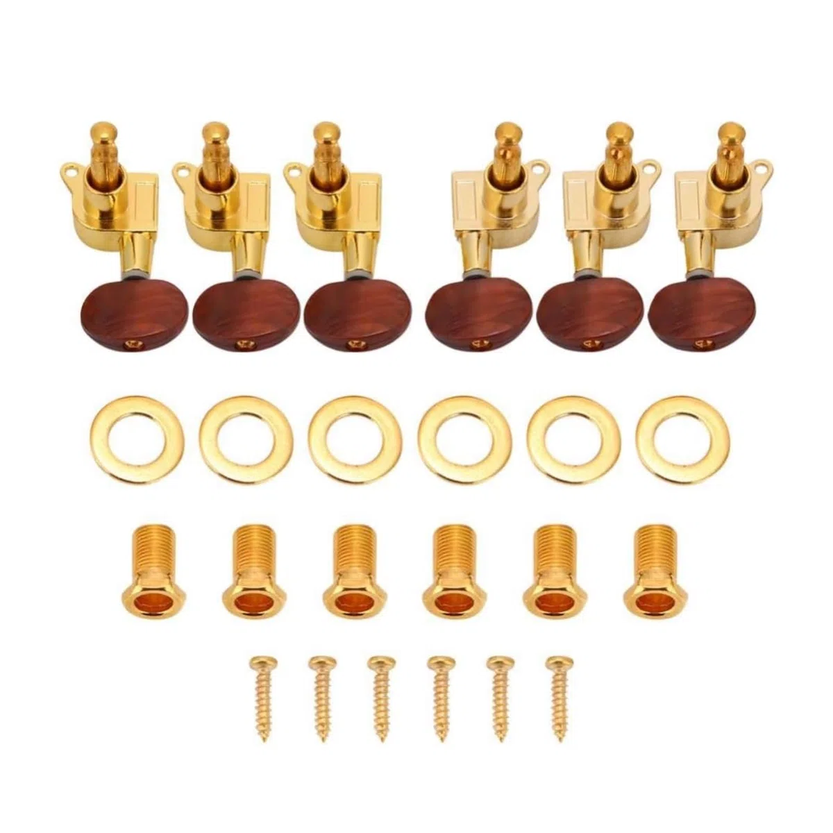 Piroli Accordatura per Corde Chitarra 3L3R Piroli Chitarra Chiavi di Sintonia Meccaniche Chiuso Testa Rotonda(Oro)
