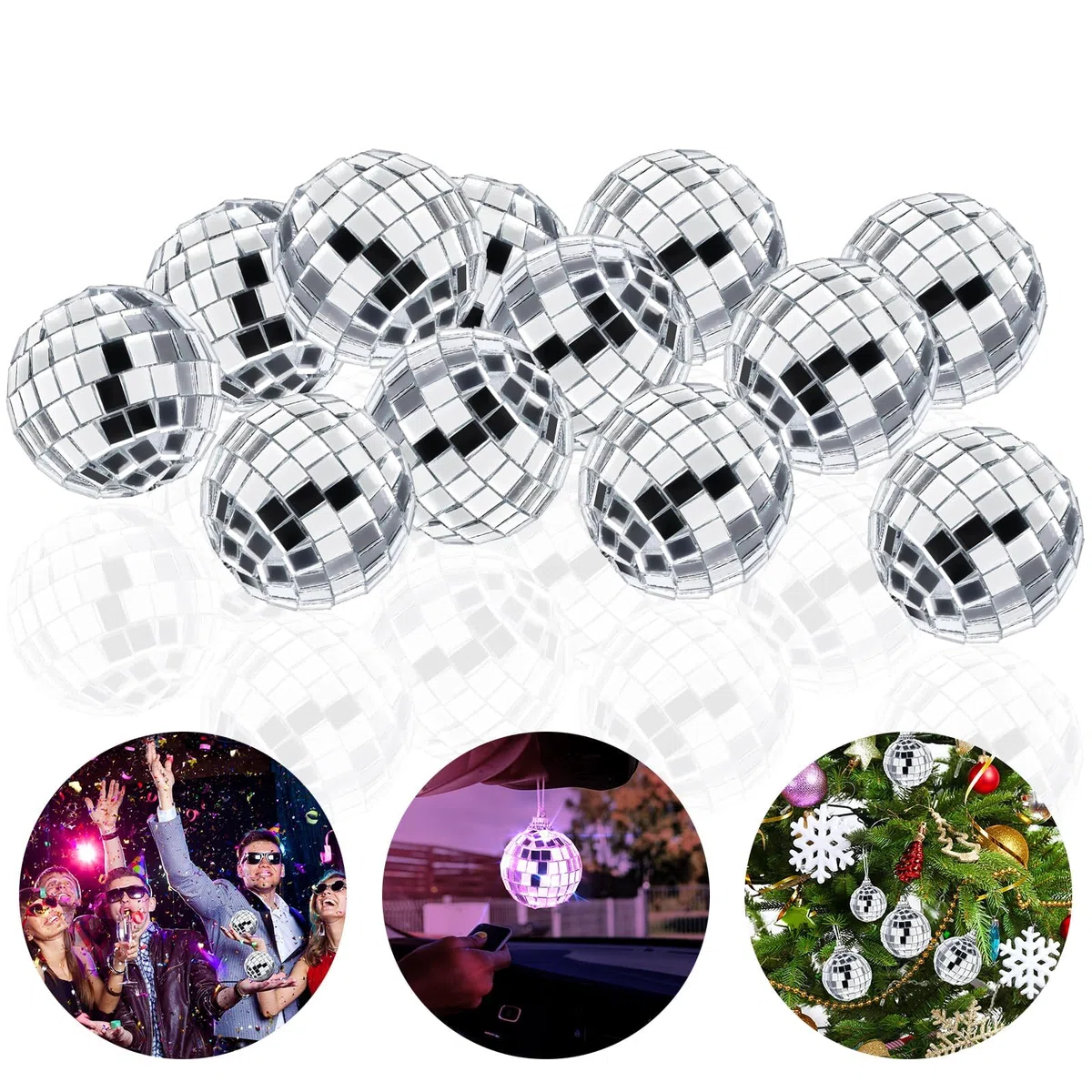 24 Pezzi Palla a Specchio Discoteca, Ø 4 cm, Palla da Discoteca per Festa, Carnevale, Decorazione dell'albero di Natale
