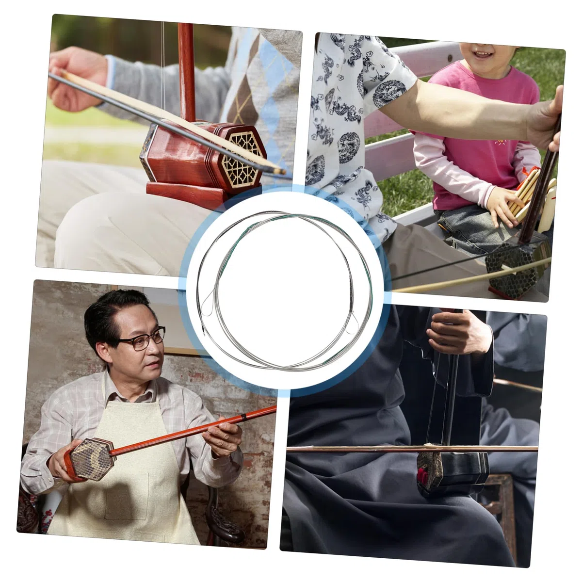 Abaodam Set 3 Paia Corde per Erhu Tensione Moderata in Filo D'acciaio Argento e Accordatura Rapida, Accessori Musicali per Esecuzioni Orchestrali