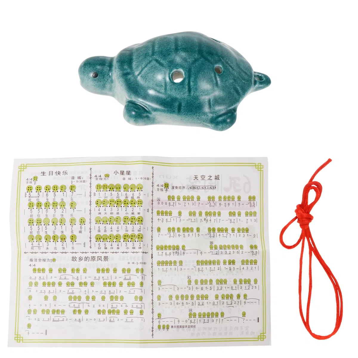 Ocarina a Forma di Tartaruga in Porcellana Bianca, Flauto Ocarina per Principianti a 6 Fori, Strumento Musicale Melodioso per Adulti, Set Introduttivo per Apprendimento Musicale