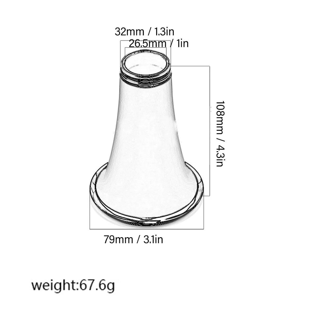 Campana per Clarinetto Leggera, Plastica ABS Durevole con Buona Resistenza Alla Corrosione, Anello in Metallo Placcato in Nichel per Vari Strumenti a Fiato, Campana per (CC29