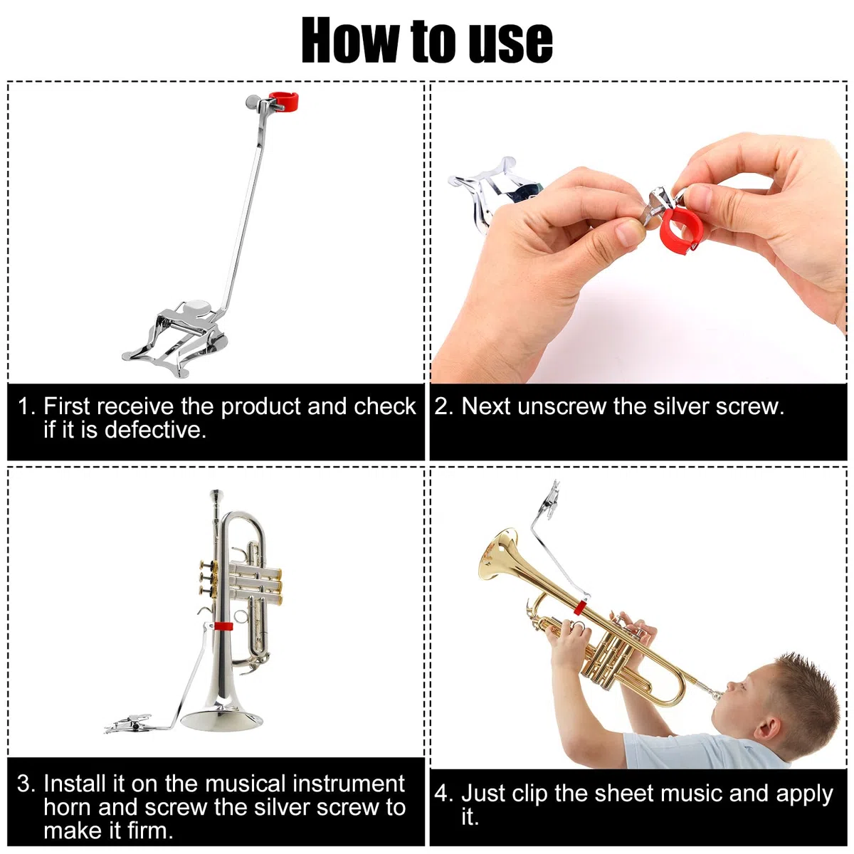 Fermaglio Musicale per Corno Francese, Supporto Portatile per Spartiti Musicali per Corno Francese Accessori per Strumenti a Lira in Metallo per Principianti che si Esercitano