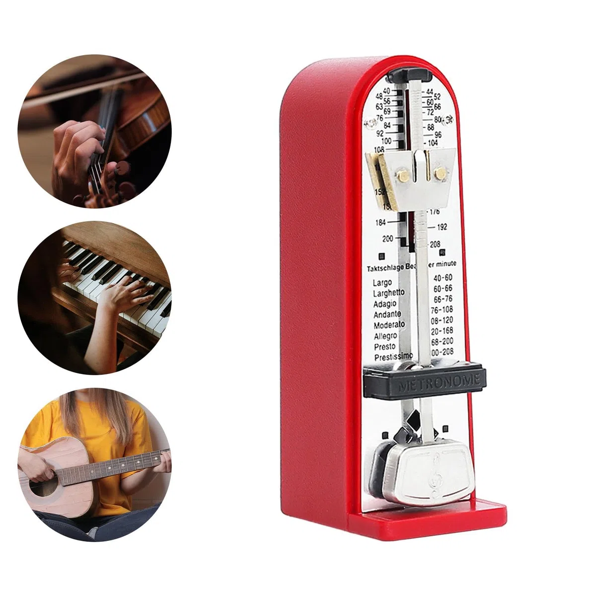 Metronomo meccanico Accurate Track Beat Tempo, metronomo professionale per chitarra ukulele, Rosso