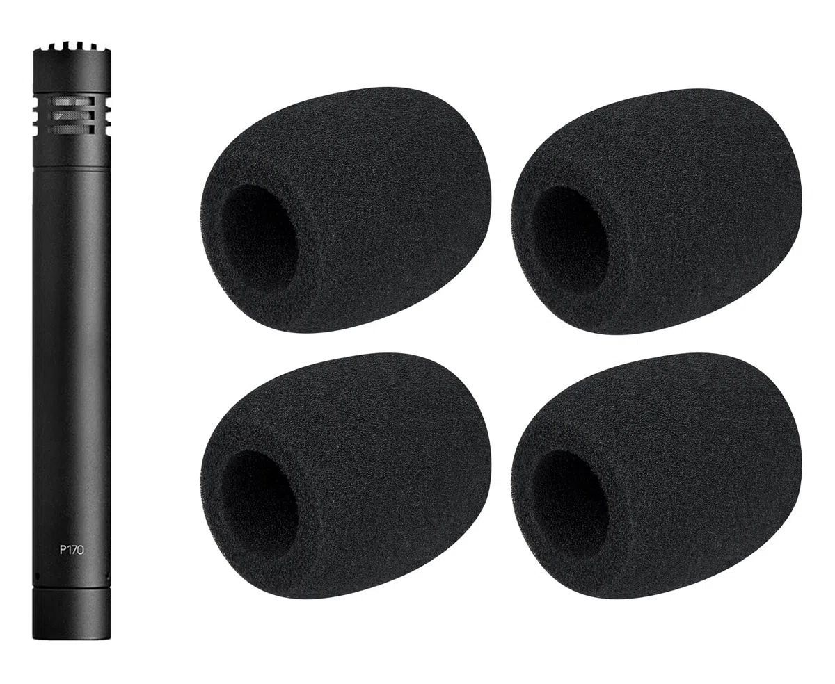 SOULWIT 4Pcs Microfoni Filtro Pop per AKG P170 Pencil Condenser, Protezione Microfono Schiuma Mic Copri Parabrezza - Nero