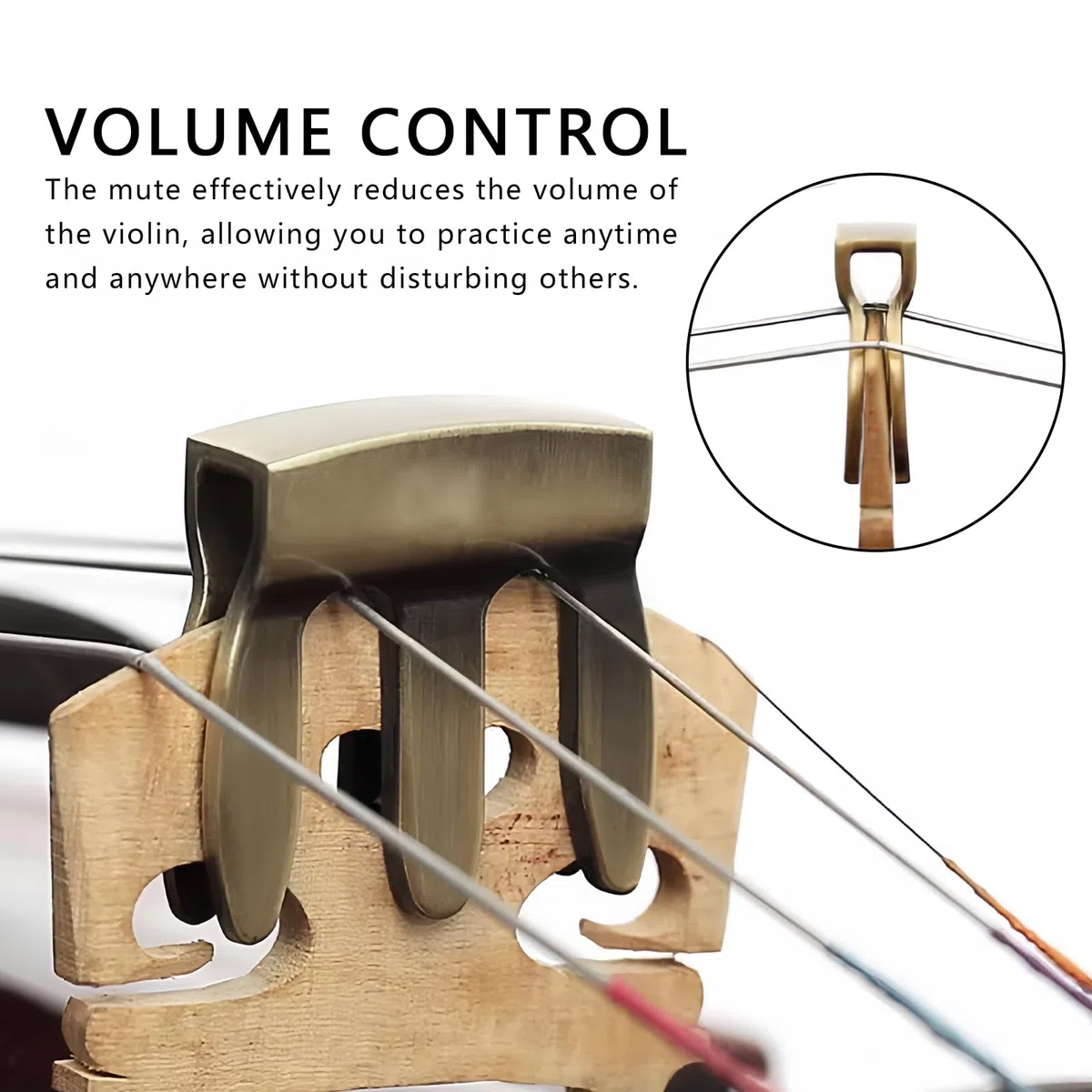 Musiin Violin Practice Mute for Volume Reduction, Violin Mute Clamp for Volume Control Practice (Bronze)