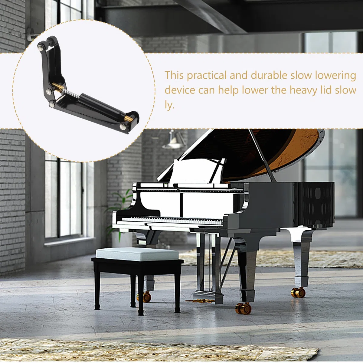 Toyvian Dispositivo di Rallentamento per Pianoforte Verticale in Metallo Nero, Copertura a Chiusura Lenta Protezione Dita e Installazione Semplice per Accessorio Tastiera Musicale