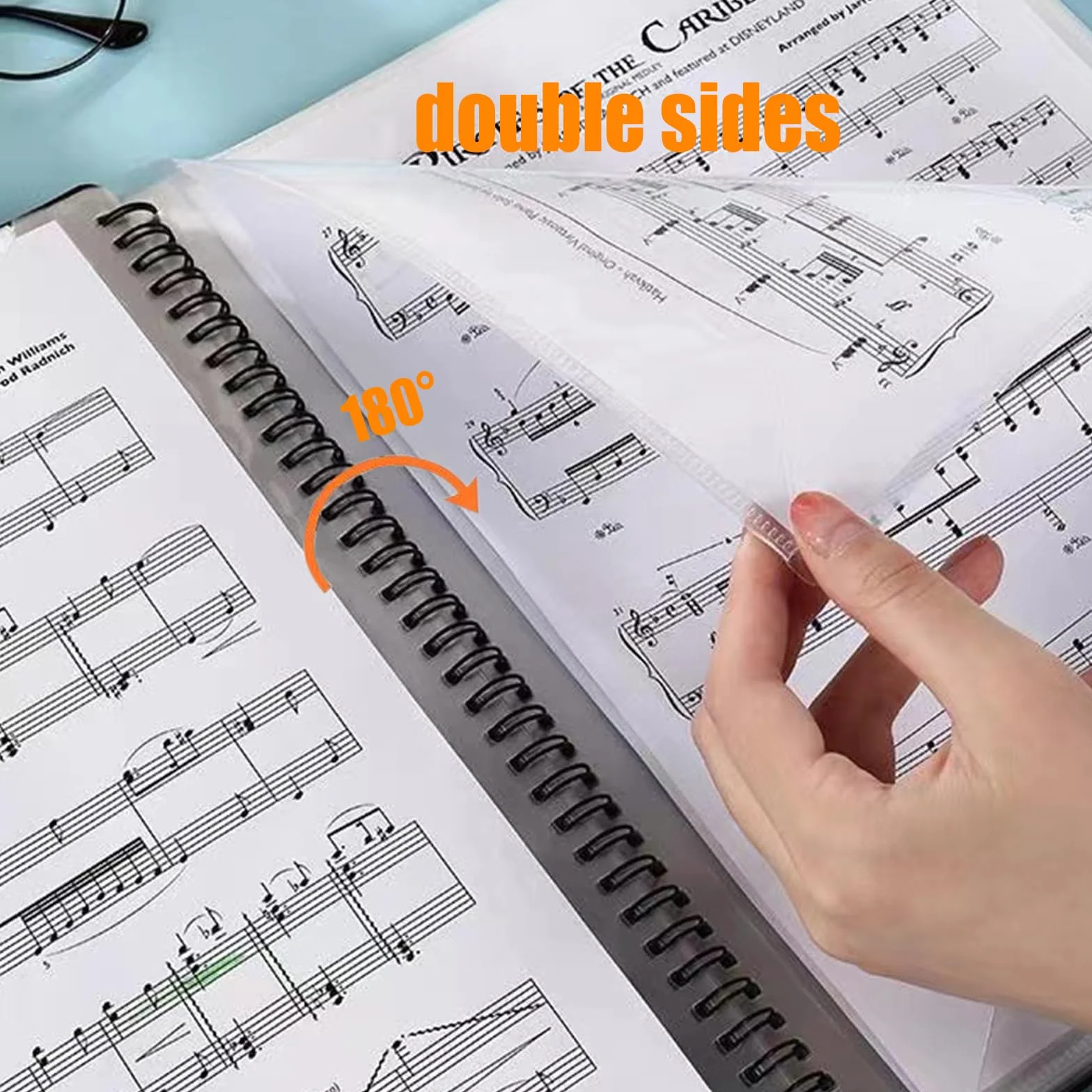 Cartella per spartiti musicali A4, porta spartiti per consentire annotazioni, elimina i riflessi, 60 pagine a spirale per spartiti musicali, colore: verde