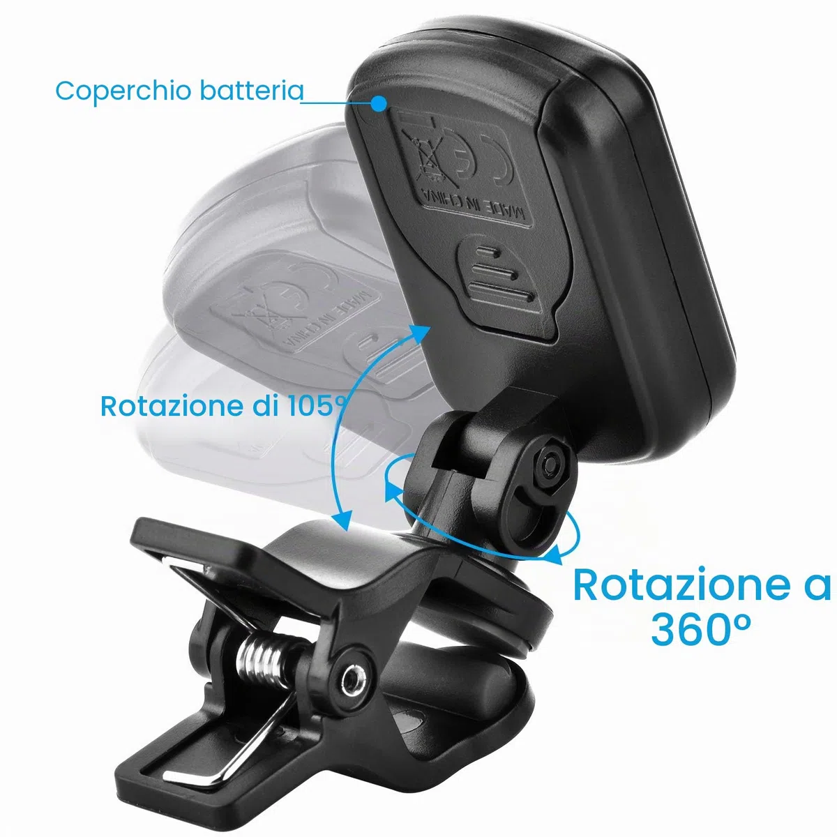 Accordatore per chitarra cromatica, basso, violino, ukulele, include plettri capotasto e supporto, Capo+Tuner