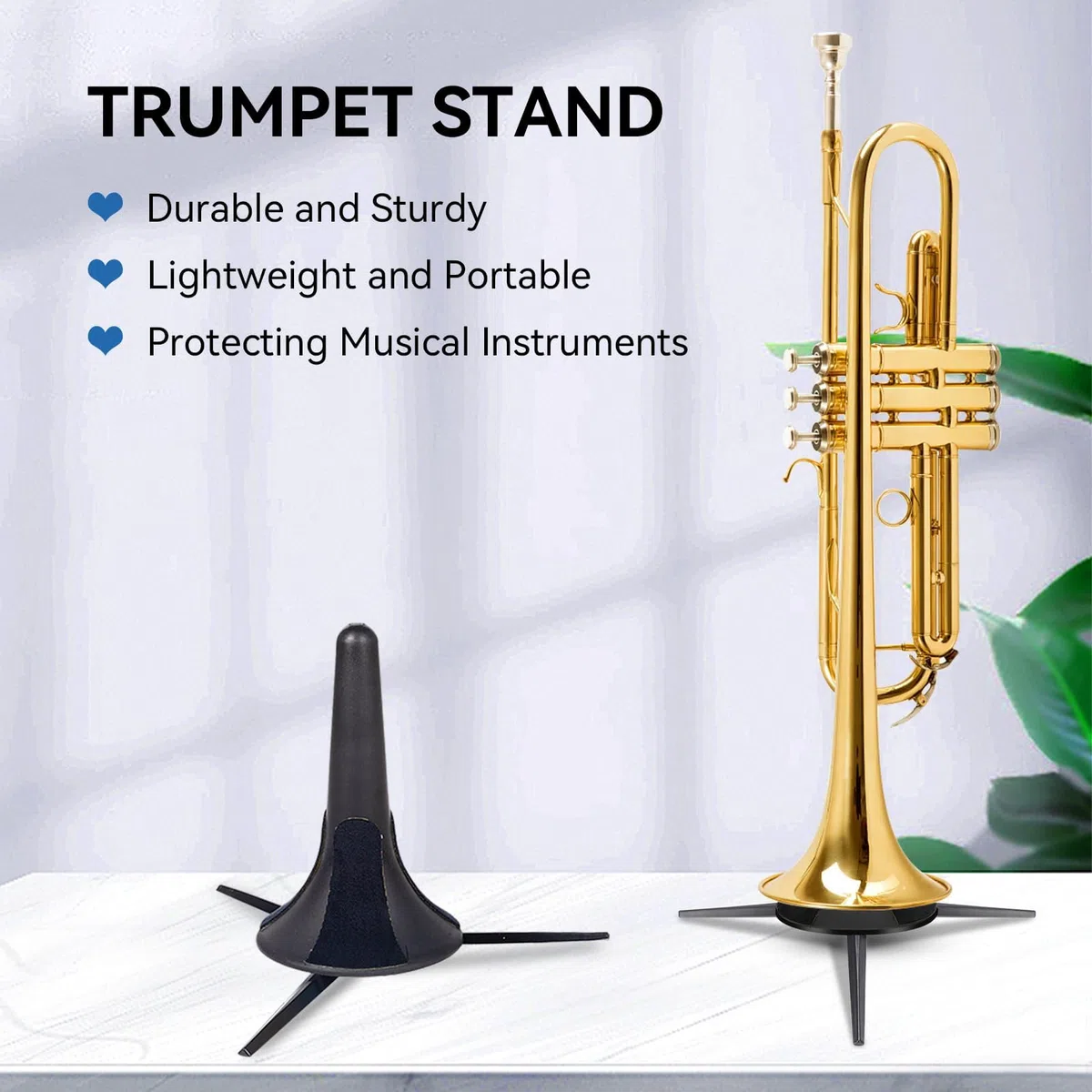 Supporto per Tromba, Supporto per Strumenti in Ottone Supporto Pieghevole Portatile con 3 Gambe Accessorio per Strumenti Musicali per Tromba Clarinetto