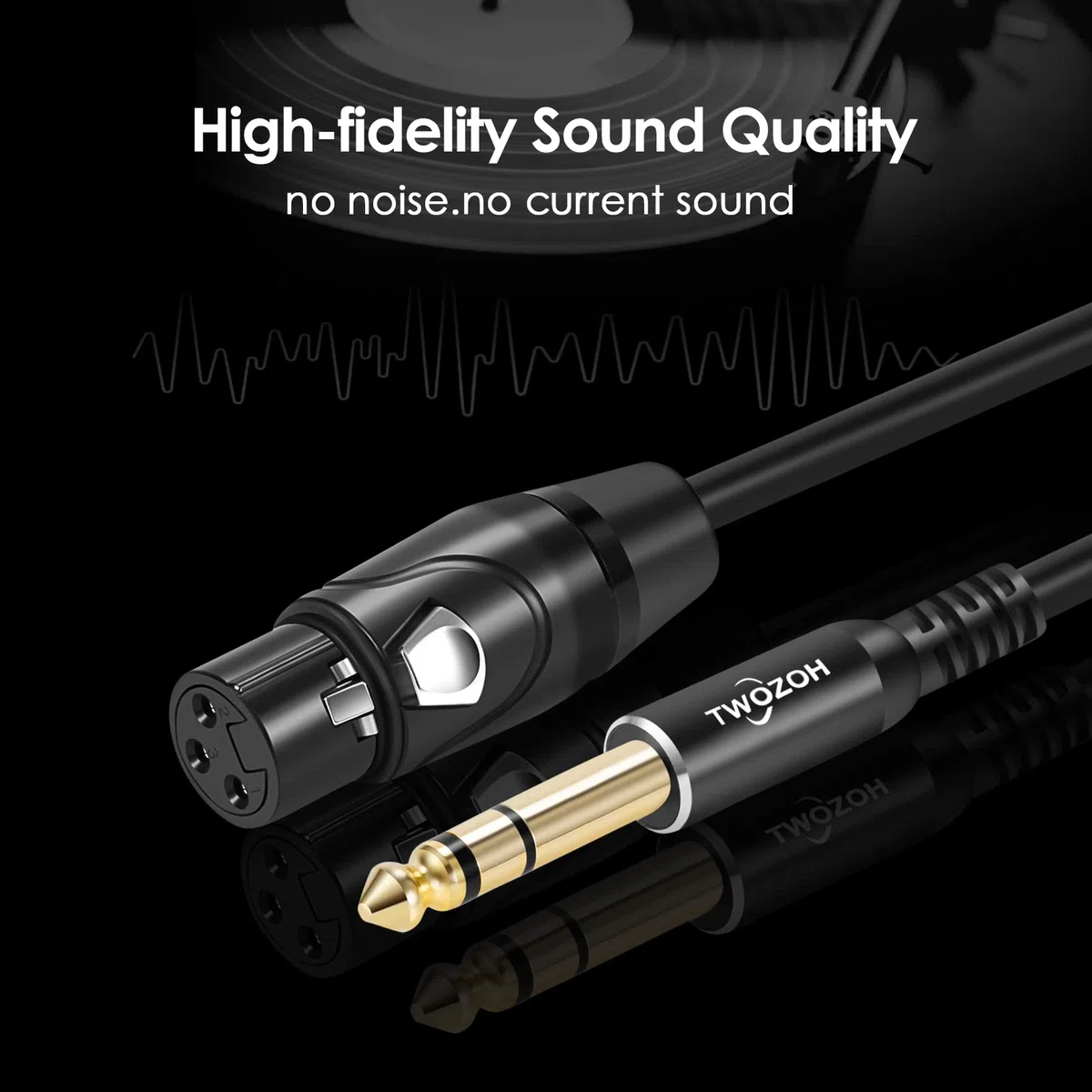 Twozoh Cavo XLR Femmina a 6.35 mm 2M 2 Pezzi, Jack 6,35mm Stereo TRS Bilanciato Maschio a XLR Femmina per microfono (Profesional/Hifi)