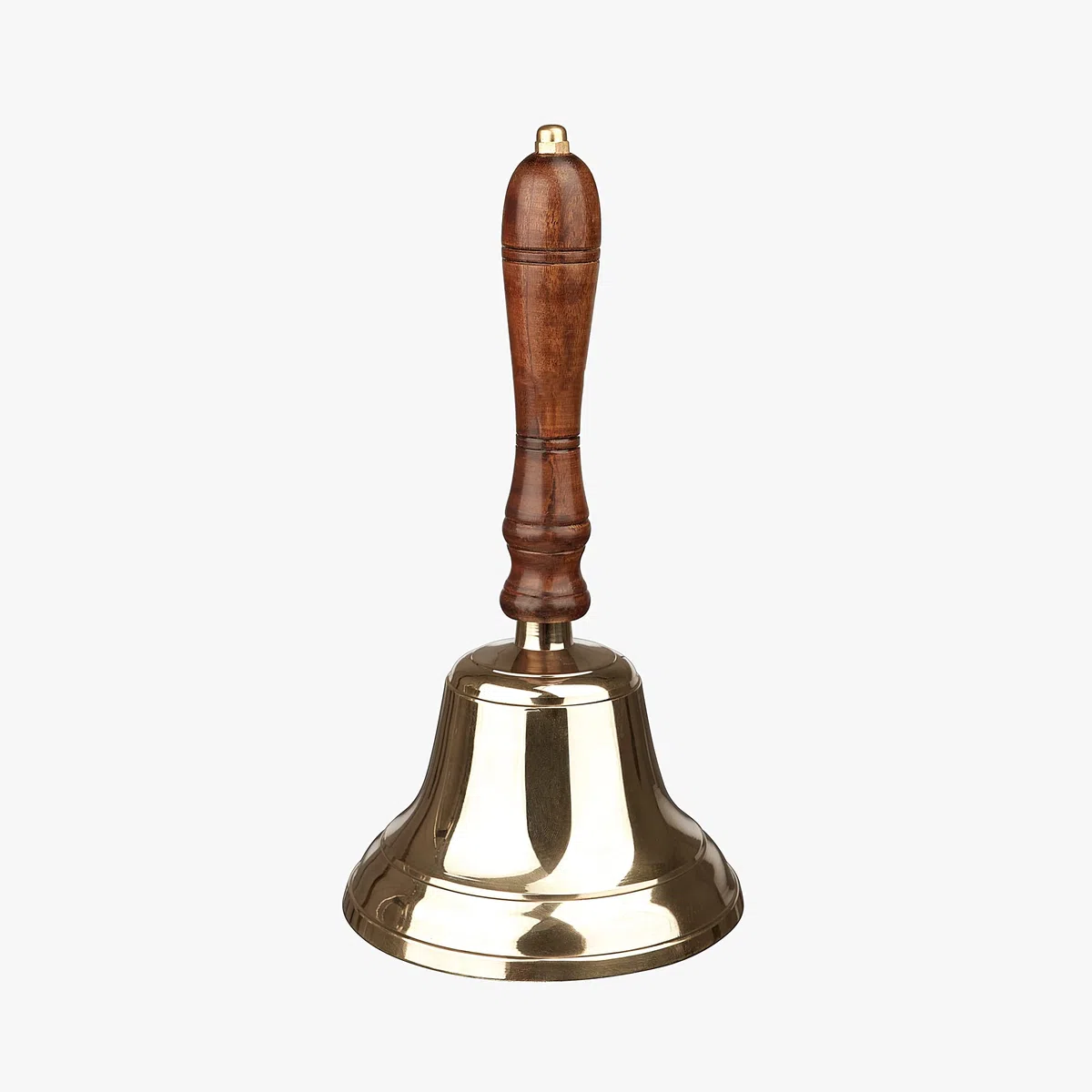 Assorted Collections - Campana tradizionale in ottone con manico in legno, con battacchio in metallo, ideale per hotel, ricevimenti, cene, biblioteche, pub, scuole, campane classiche, 9 x 22 cm