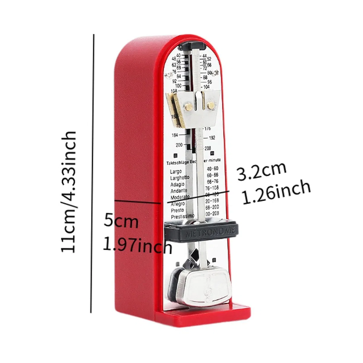 Metronomo meccanico Accurate Track Beat Tempo, metronomo professionale per chitarra ukulele, Rosso