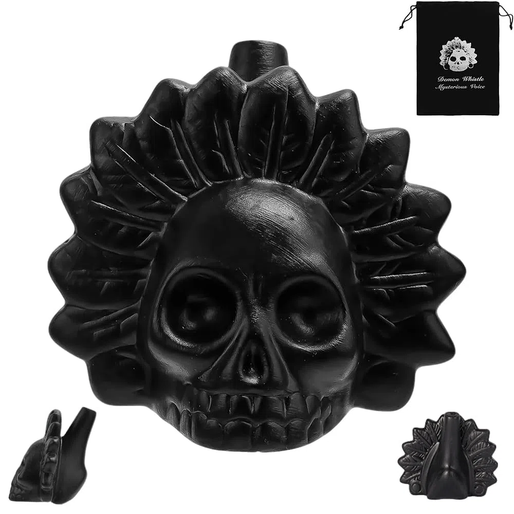 Fischietto di morte azteco, Autentico Umano Suonante, Aztec Death Whistle, fischietto più forte a 125+ decibel, urlando aztechi pipa di guerra, per Halloween Giorno dei morti