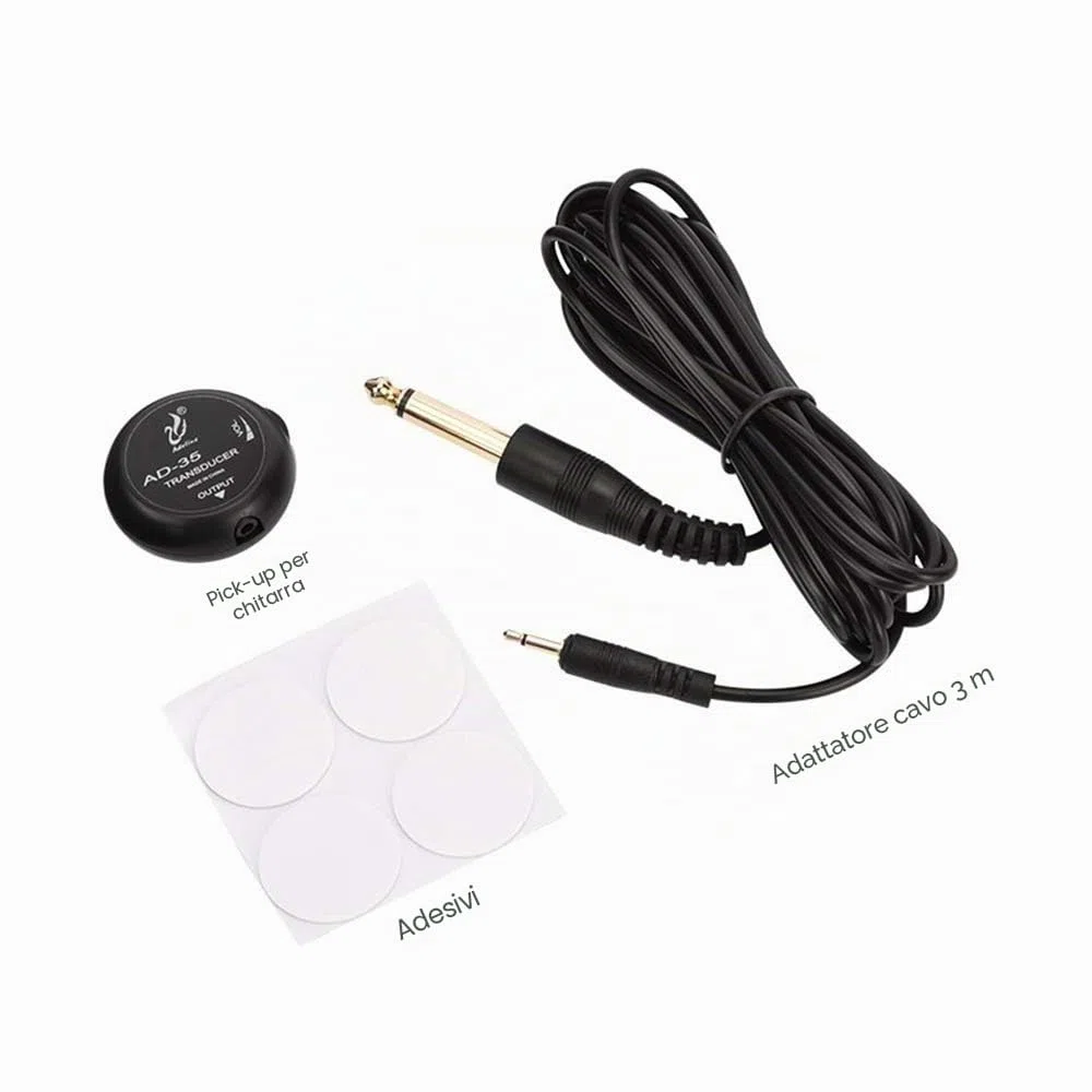 OTraki Mini Piezo Passivo Pickup Contatto Microfono Trasduttore con 3 Metri Cavo 6.35mm Controllo del Volume per Chitarra Classica Popolare Acustica Violino Ukulele Mandolino Banjo (AD-35)