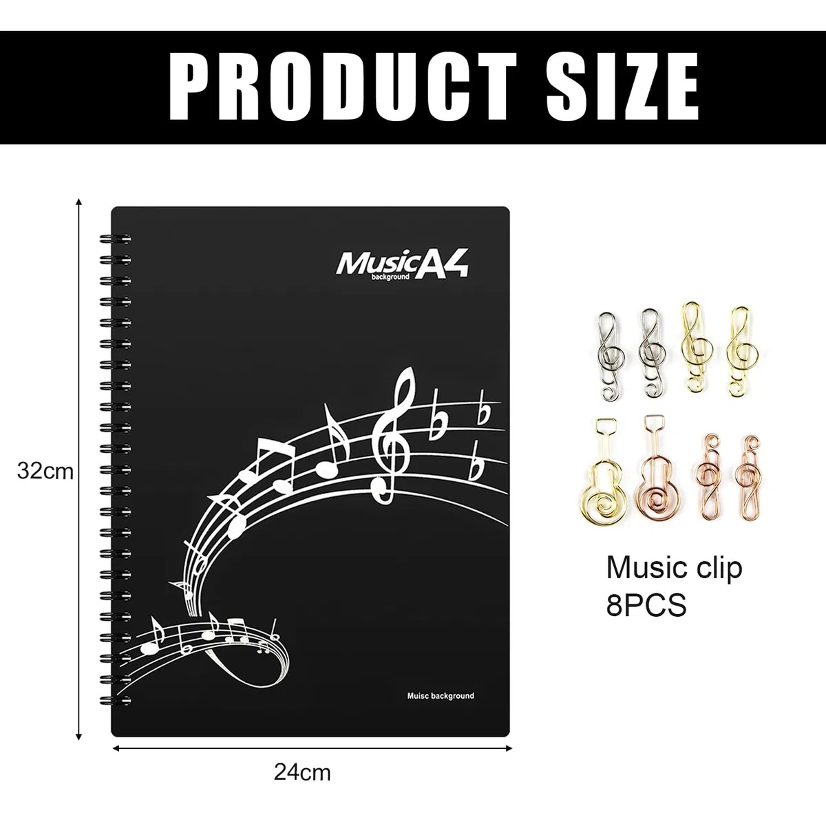 Porta Spartiti Musicali A4,Cartella Portaspartiti Musicali,Cartelle Portaspartiti,Raccoglitore Porta Spartiti con 4 Pagine Apribili 40 Fogli e 8 Clip Esclusivi per Pianoforte Chitarra Violino