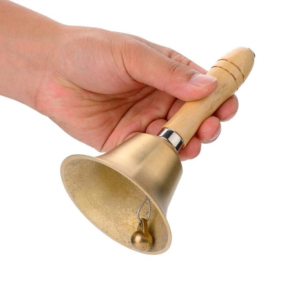Campana a Mano Rumore Chiari, Manico Legno, Design Classico, Giocattolo per Bambini, per attività Creative e Musica