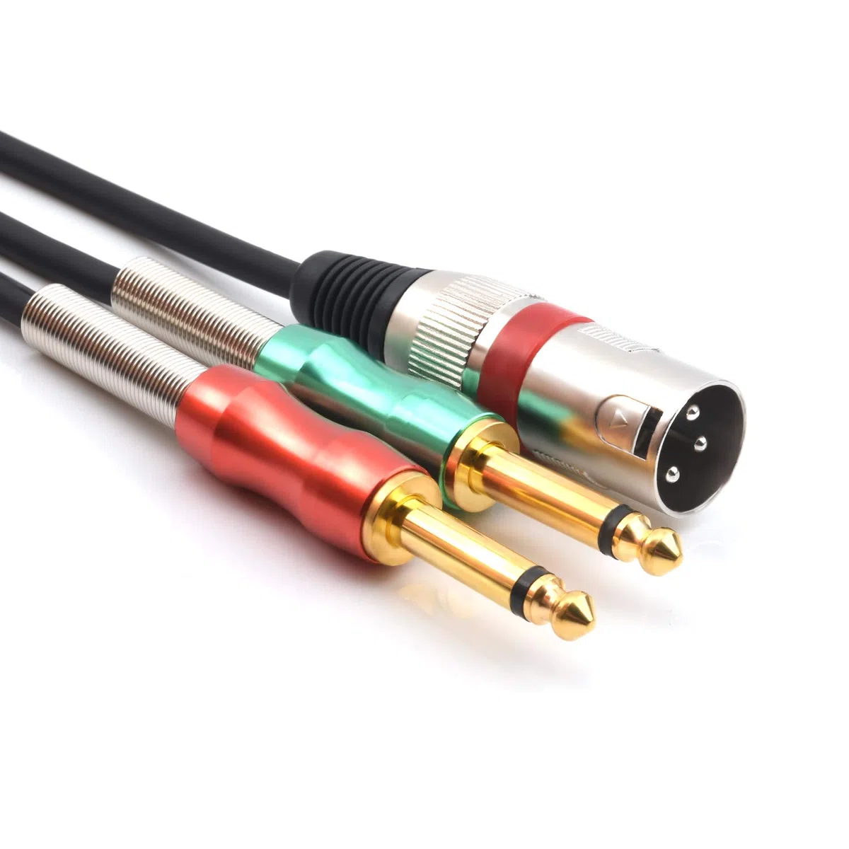 Cavo adattatore a Y per microfono stereo da XLR 3 Pin maschio a doppio maschio 6,35 mm (1/4”), 3 m