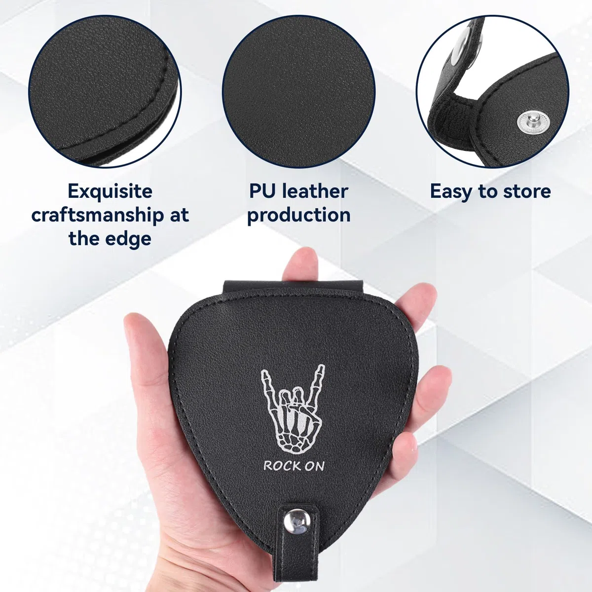 Custodia per plettro e chitarra con 22 slot in pelle PU per chitarre