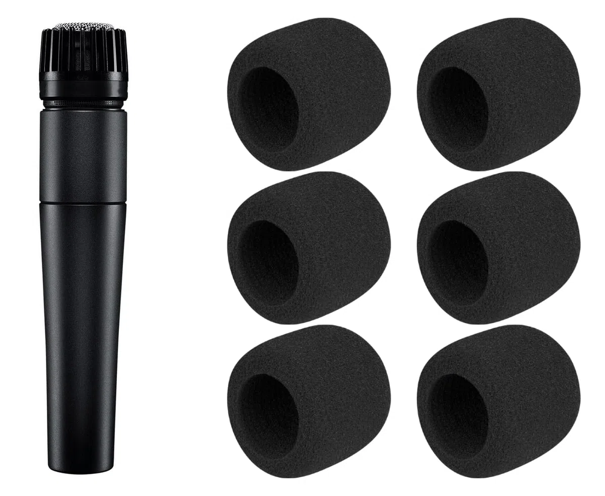 SOULWIT 6 Pezzi Microfoni Filtro Pop per Shure SM57(SM57LC/SM57-LCE)/SM57 Pro, Protezione Mic Copertura Parabrezza Schiuma - Nero