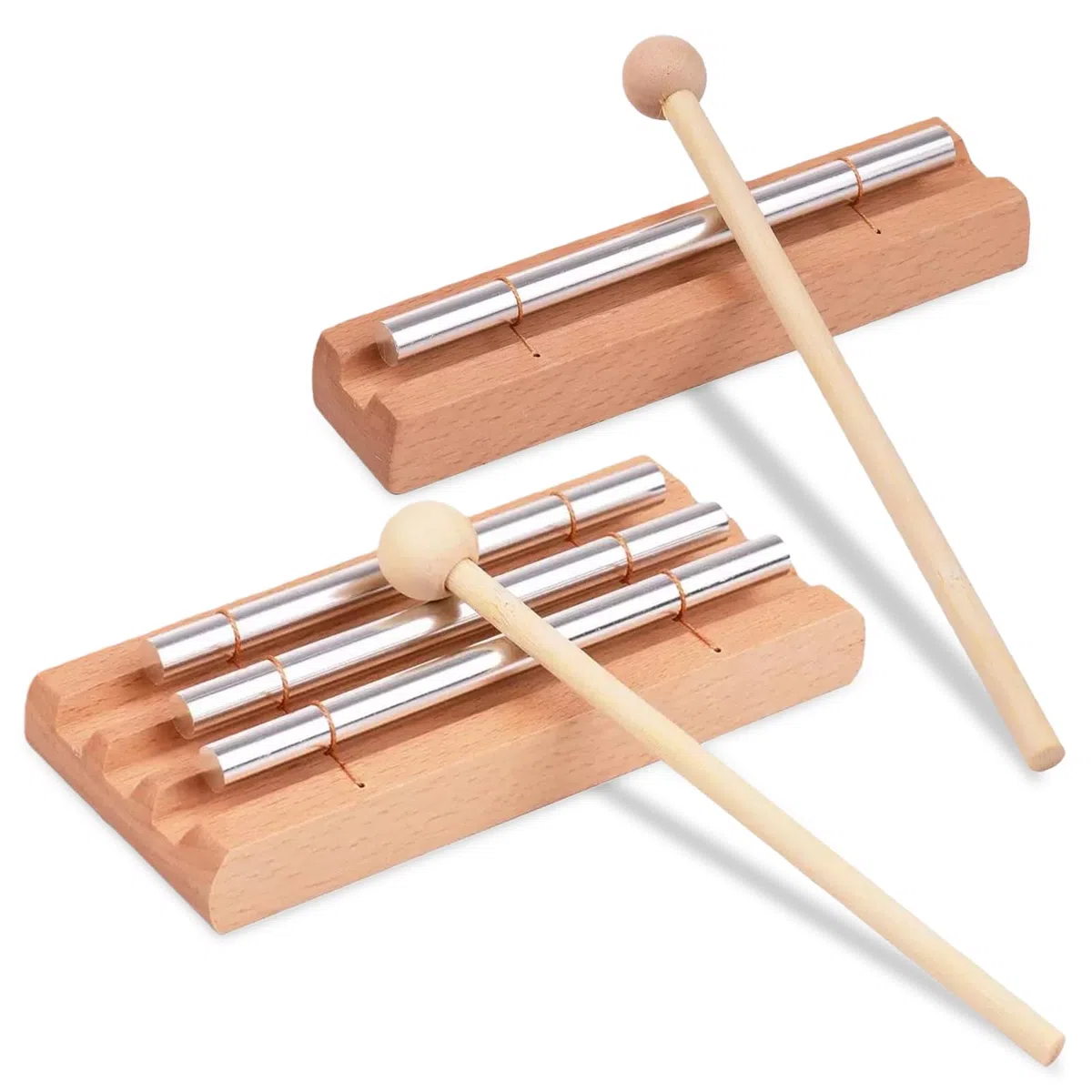 Energy Chime, 2 bacchette tibetane Chime, con bacchetta in legno, a lunga durata, toni chiari, per prayer relax, yoga, cura, classroom, 1 tono e 3 toni