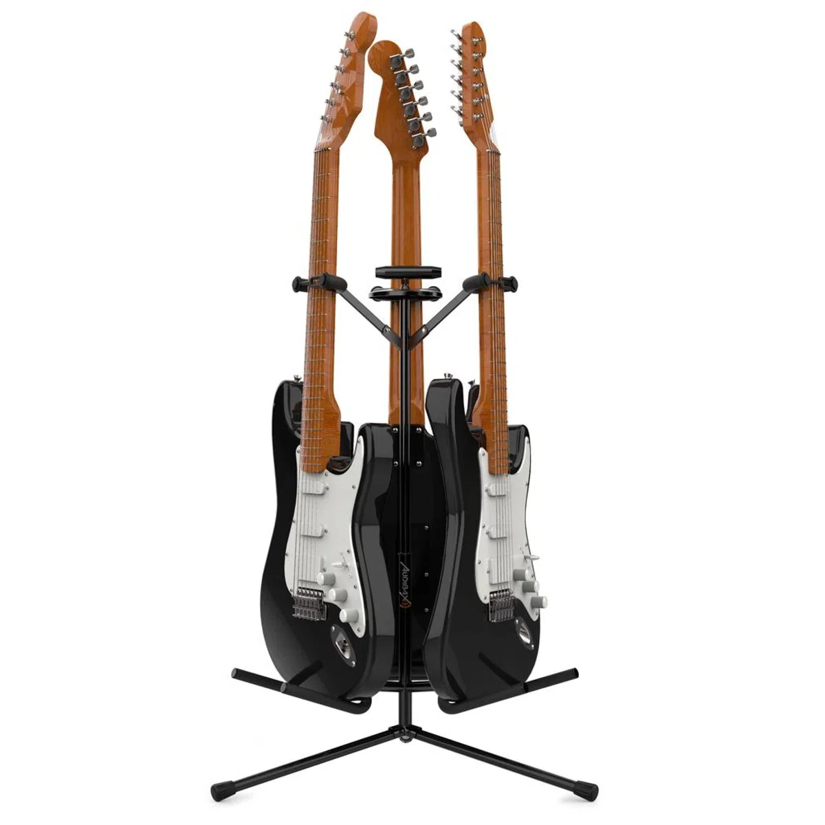 Audibax SG-032 - Supporto Universale per 3 Chitarre o Bassi - Supporto da Terra per Chitarra Elettrica, Acustica e basso Elettrico - Struttura Robusta e Stabile, Regolabile in Altezza e Pieghevole