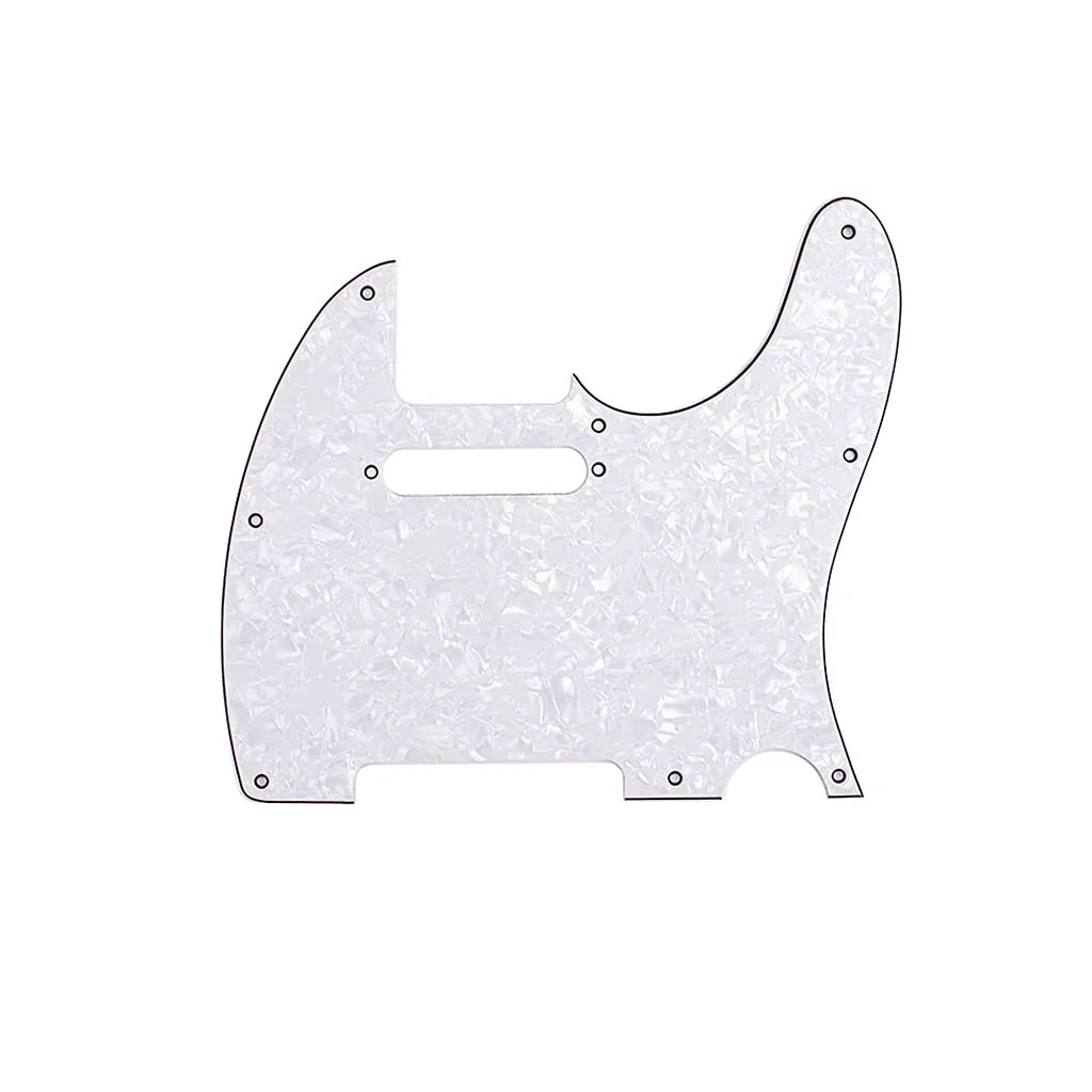 Alnicov 8 fori Tele Pickguard adatto per chitarra Telecaster standard USA/MX, 3Ply bianco perla