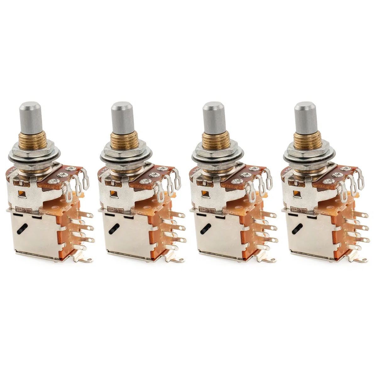 Musiclily Pro A250K Potenziometro Push-Pull Ottone Metrico Solid Standard Shaft 9,5mm Audio Taper Pots per Chitarra Elettrica Basso (Set di 4)