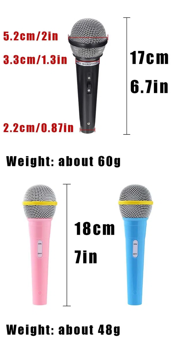 3 pezzi MicrofonoGiocattoloPlastica,PlasticaCosplayMicrofonoGiocattolo,Microfono Finto in Plastica,Plastica Cosplay Microfono,GiocattoloMicrofono,per spettacoli,palchi,ecc.(blu + rosa + nero)