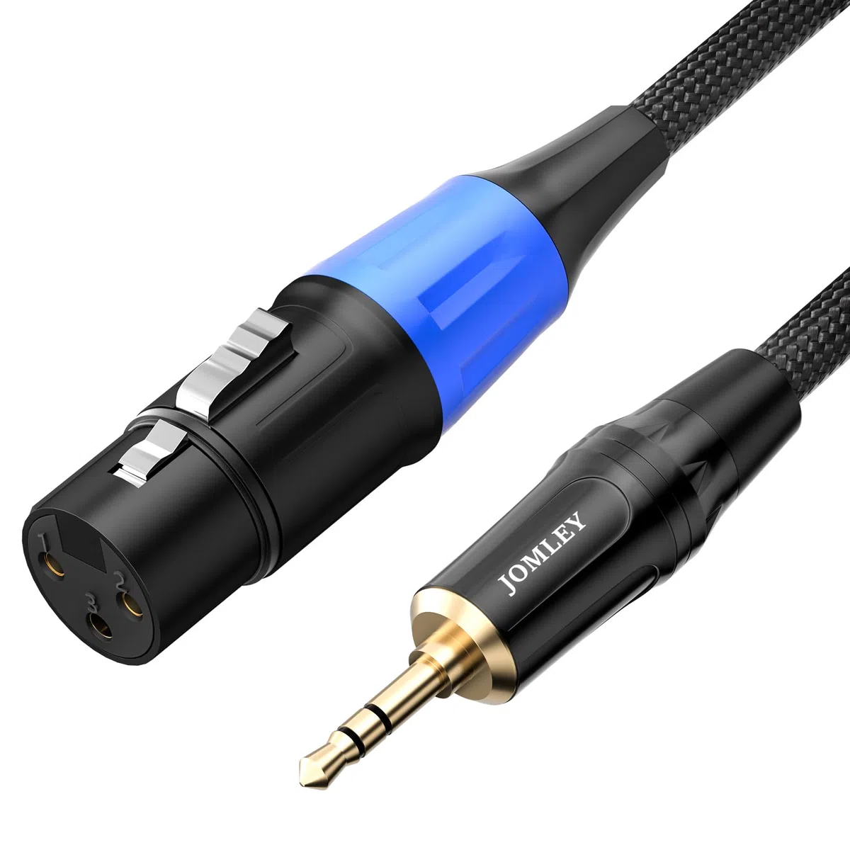 Cavo da XLR a jack 3,5 mm, Cavo Microfono Aux Mini Jack Stereo Femmina Sbilanciato da XLR a 3,5mm Cordone del Microfono per il telefono cellulare, Portatile, Altoparlante, Mixer - 1 metro