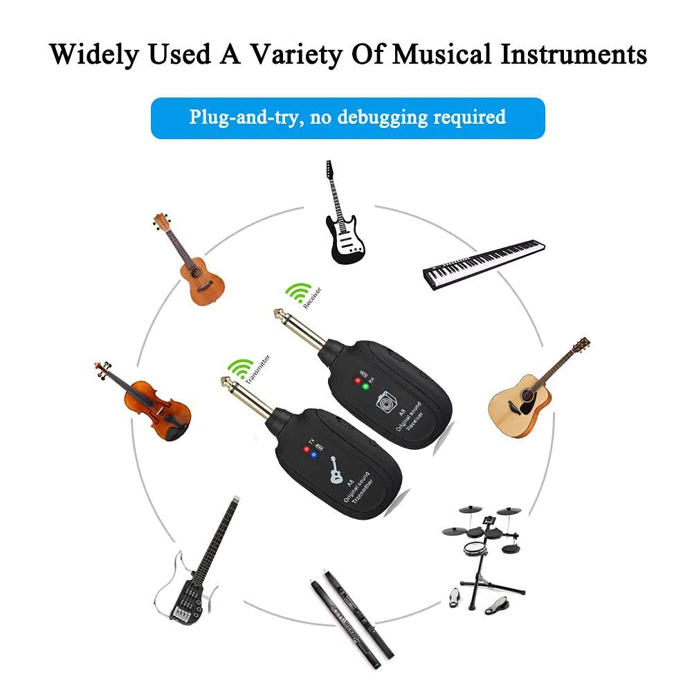 wireless per chitarra 20Hz-20KHz Trasmissione acustica Ricevitore trasmettitore ricaricabile per chitarra elettrica