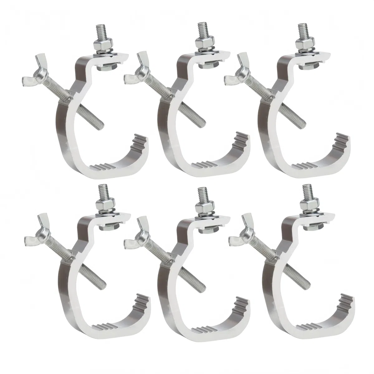Morsetti per Luci da Palco Heavy Duty in Alluminio, Kit da 6 Pezzi con Ganci per Appendere Faretti DJ e Luci a Testa Mobile, Supporti Professionali Antiscivolo per Illuminazione Palcoscenico
