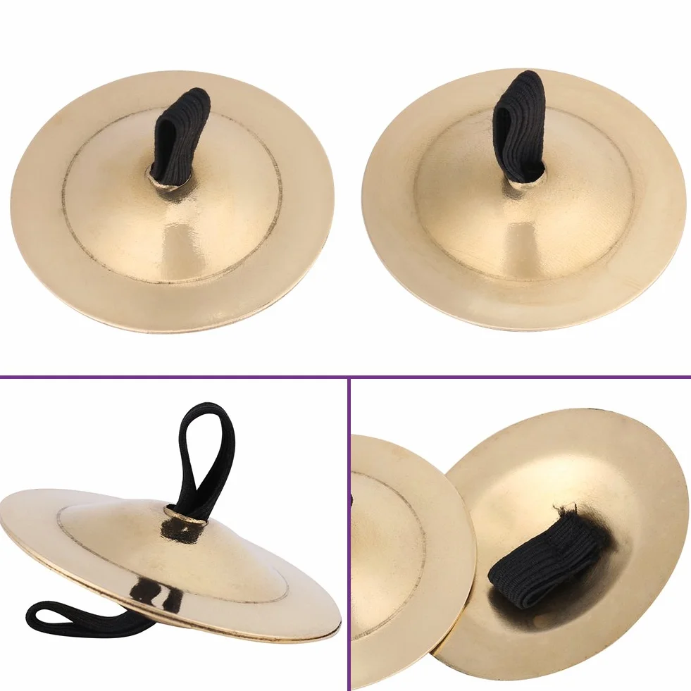 Gold finger piatti in ottone, 2 pezzi danza del ventre in ottone dito Zills/Sagats/piatti, 5 cm/5,1 cm finger Cymbals strumento musicale del ventre danza di