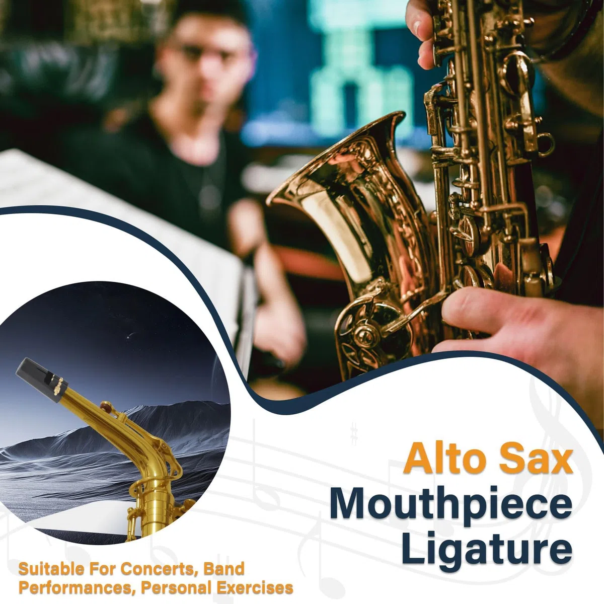 Legatura per Sassofono Contralto, Set di Legature per Sax Contralto Cappello per Sassofono Legatura del Sassofono Contralto con Cappuccio in Plastica per Sassofono Tenore