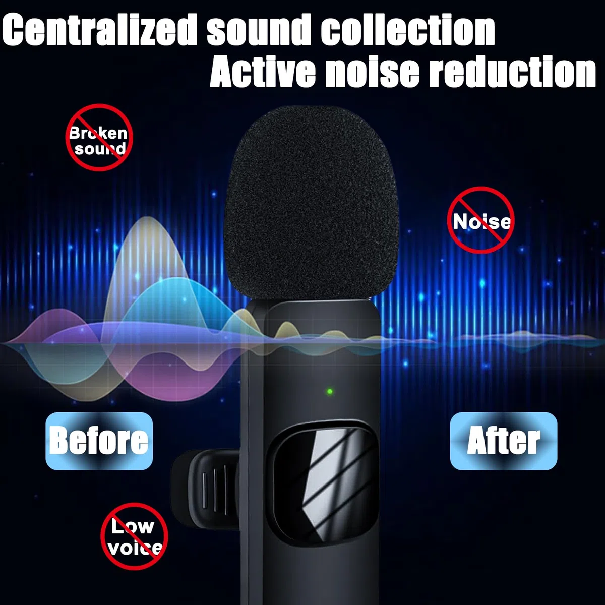Microfono Wireless, Microfono Lavalier Wireless per iPhone Android iPad, Mini Microfono Lavalier per Registrazione Video, Streaming Live, Podcast, Vlog, YouTube/TikTok