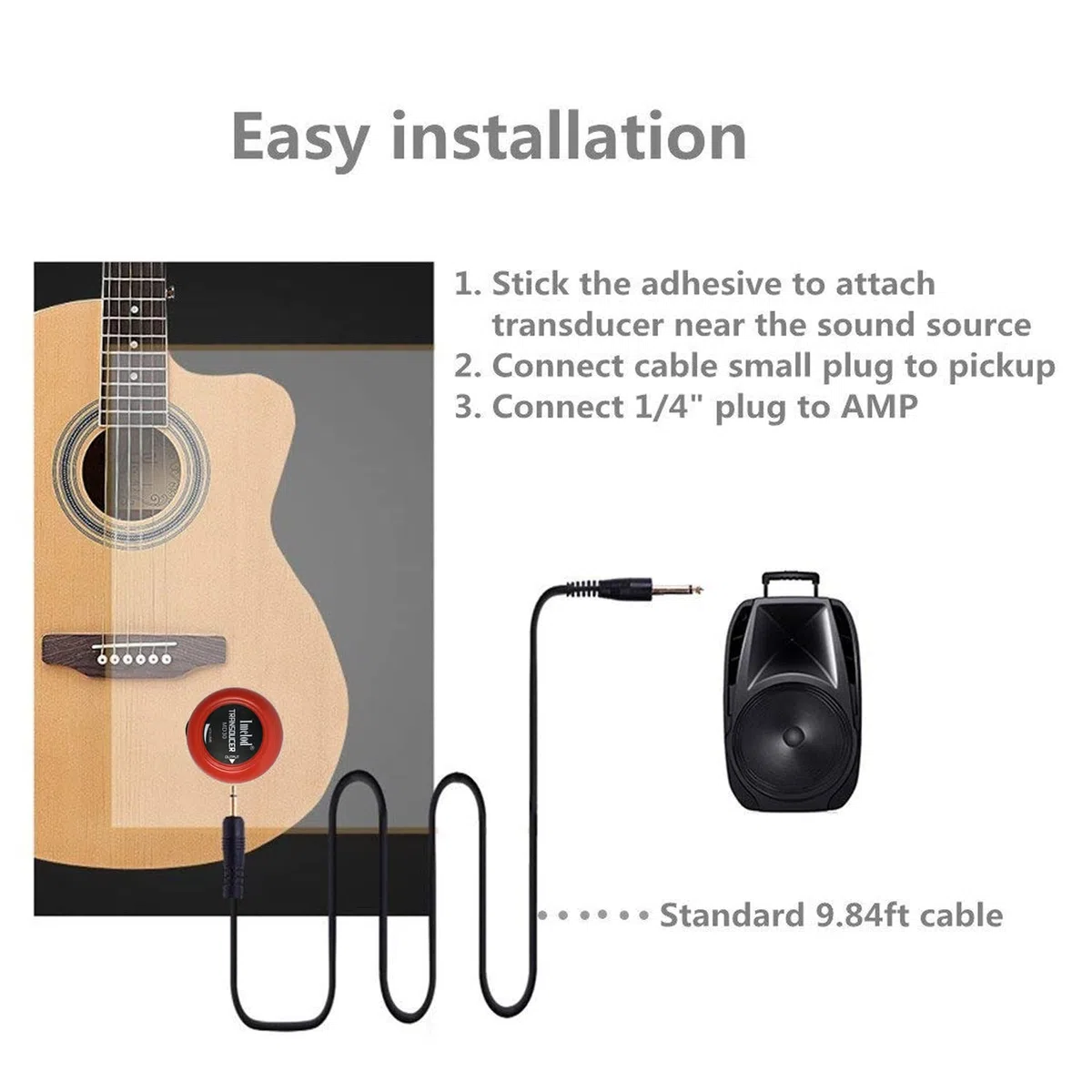 Imelod Chitarra Pickup Contatto Microfono Trasduttore per chitarra Ukulele Violino Mandolino Banjo Violoncello Kalimba Drum