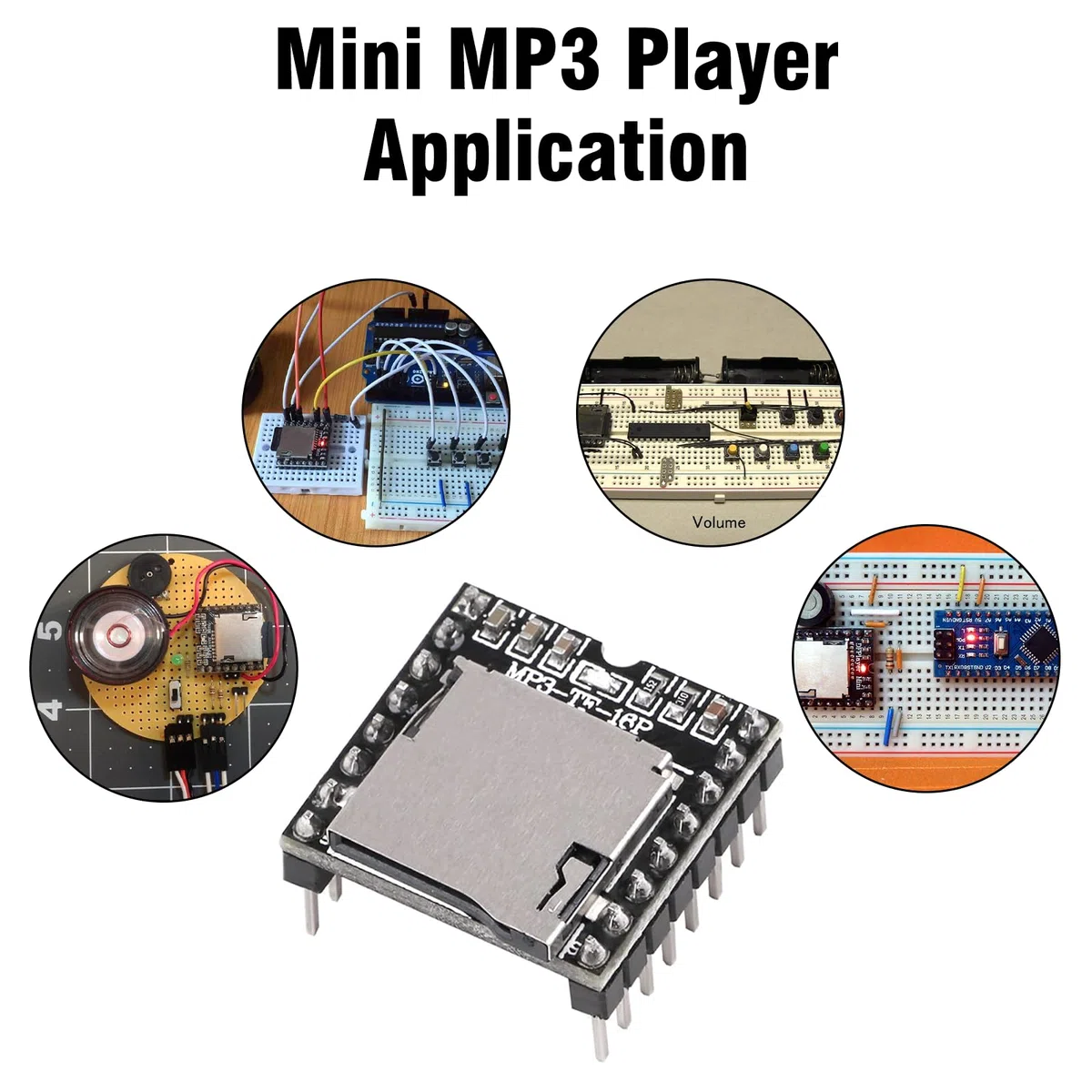 dfplayer Mini Player Module Binghe 5 pezzi MP3 Lettore Schede di sviluppo TF U Disk compatibile con Arduino